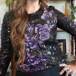 Gorgeous Vintage Sequin Long Sleeve Top